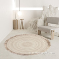 Tapis rond tressé en laine naturelle